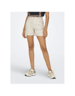 Short mom taille haute vega beige femme - Only