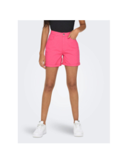 Short mom taille haute vega rose fuchsia femme - Only