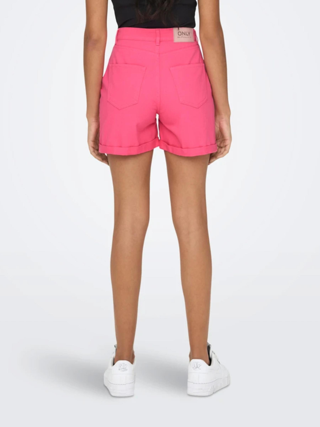 Short mom taille haute vega rose fuchsia femme - Only