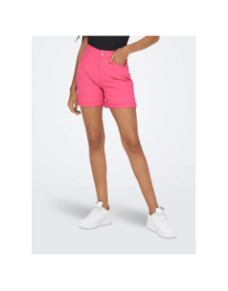 Short mom taille haute vega rose fuchsia femme - Only