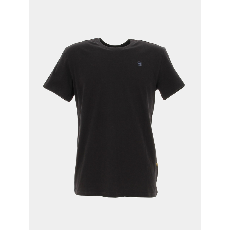 T-shirt basic uni logo brodé noir homme - G Star