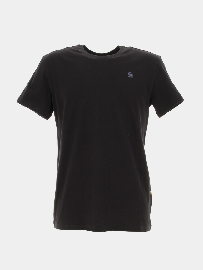 T-shirt basic uni logo brodé noir homme - G Star