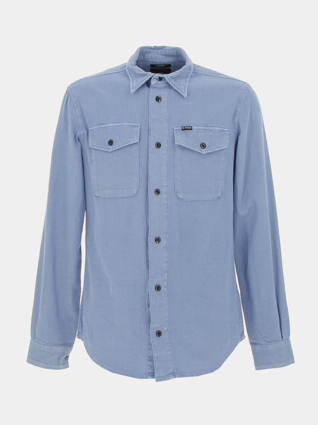 Chemise slim deep wave bleu homme - G Star