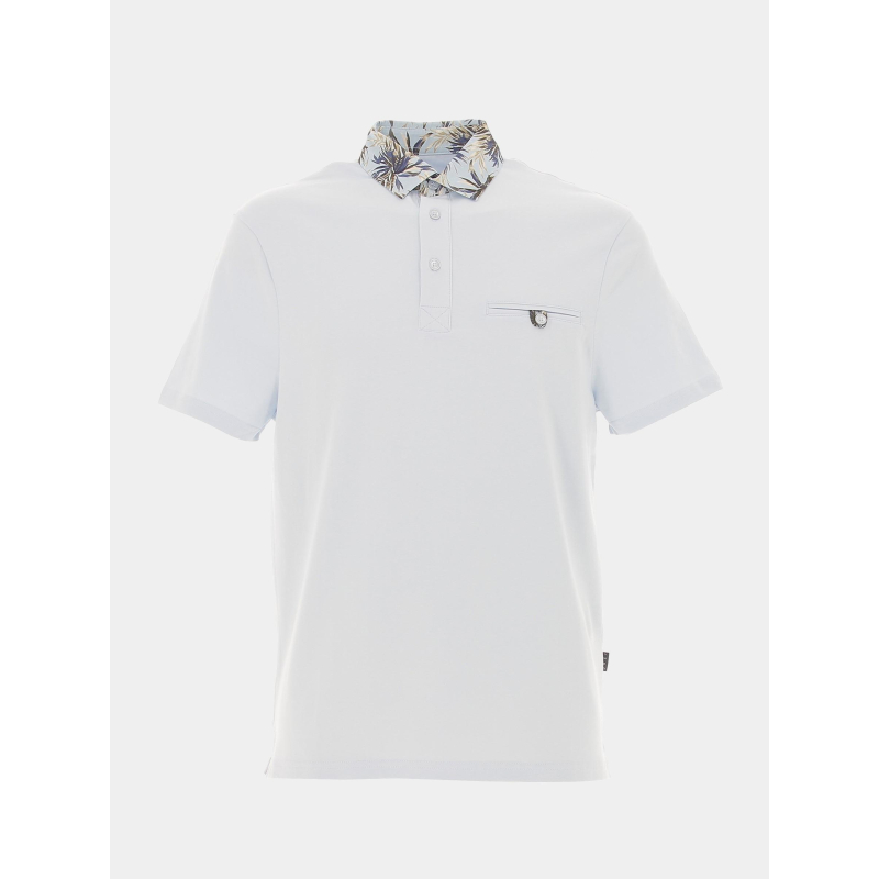 Polo col fleuri gaethan bleu ciel homme - Izac