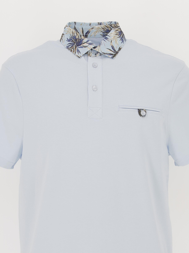 Polo col fleuri gaethan bleu ciel homme - Izac