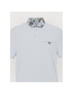 Polo col fleuri gaethan bleu ciel homme - Izac