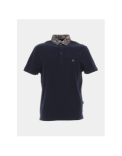 Polo col à fleurs gaethan bleu marine homme - Izac