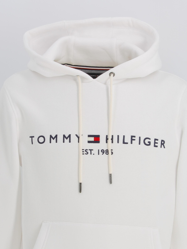 Sweat à capuche logo uni blanc homme - Tommy Hilfiger