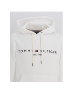 Sweat à capuche logo uni blanc homme - Tommy Hilfiger