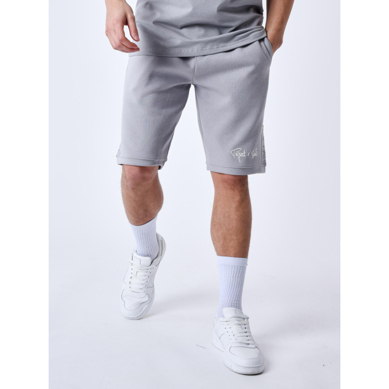 Short bande logo brodé gris homme - Project X Paris