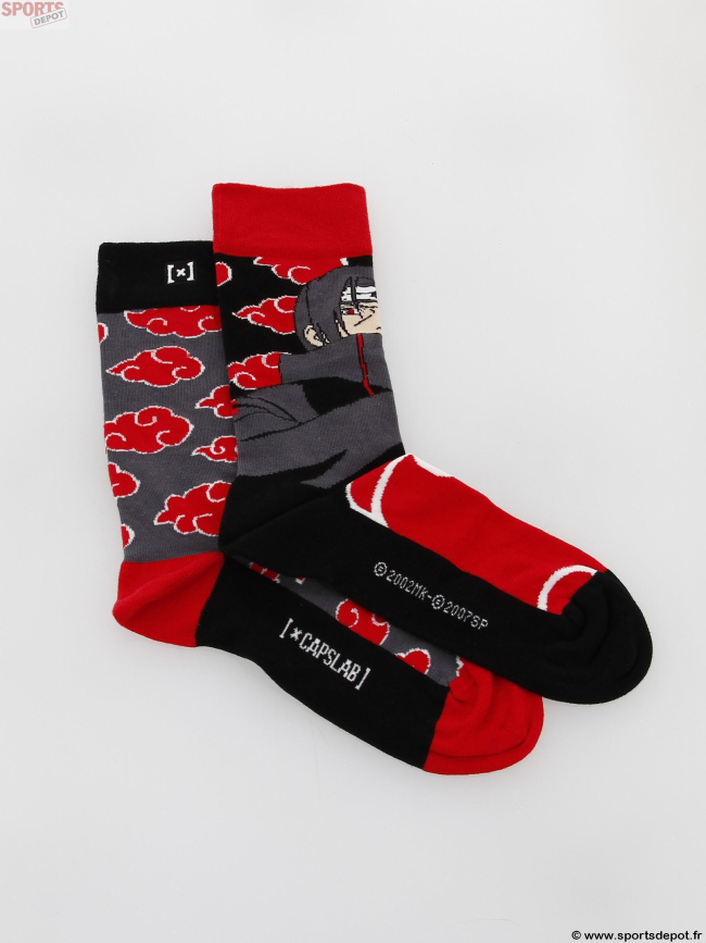 Chaussettes dépareillées naruto shippuden noir rouge - Capslab