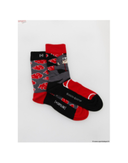 Chaussettes dépareillées naruto shippuden noir rouge - Capslab