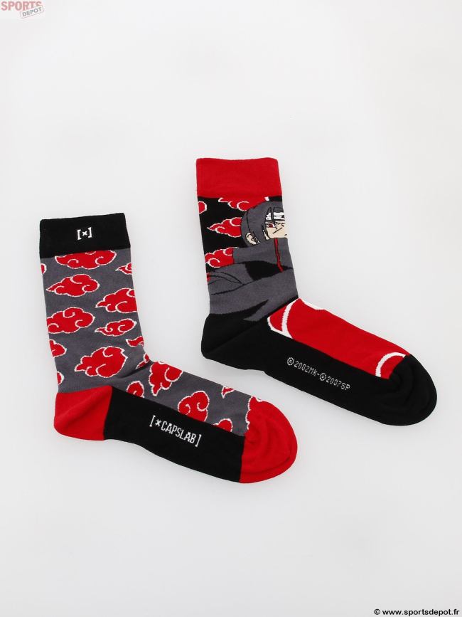 Chaussettes dépareillées naruto shippuden noir rouge - Capslab