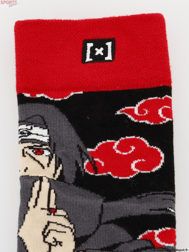 Chaussettes dépareillées naruto shippuden noir rouge - Capslab