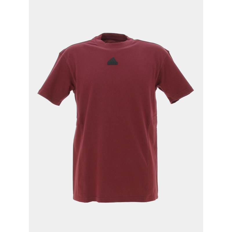 T-shirt uni petit logo bordeaux homme - Adidas