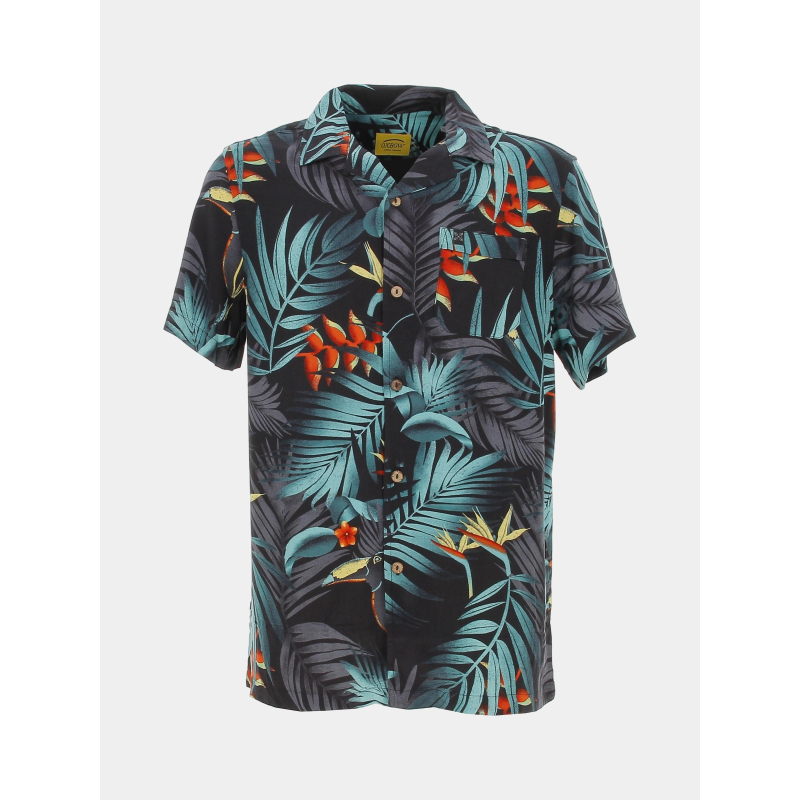 Chemise à fleurs imprimés noir vert homme - Oxbow