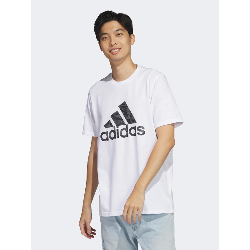 T-shirt camo logo gris blanc homme - Adidas