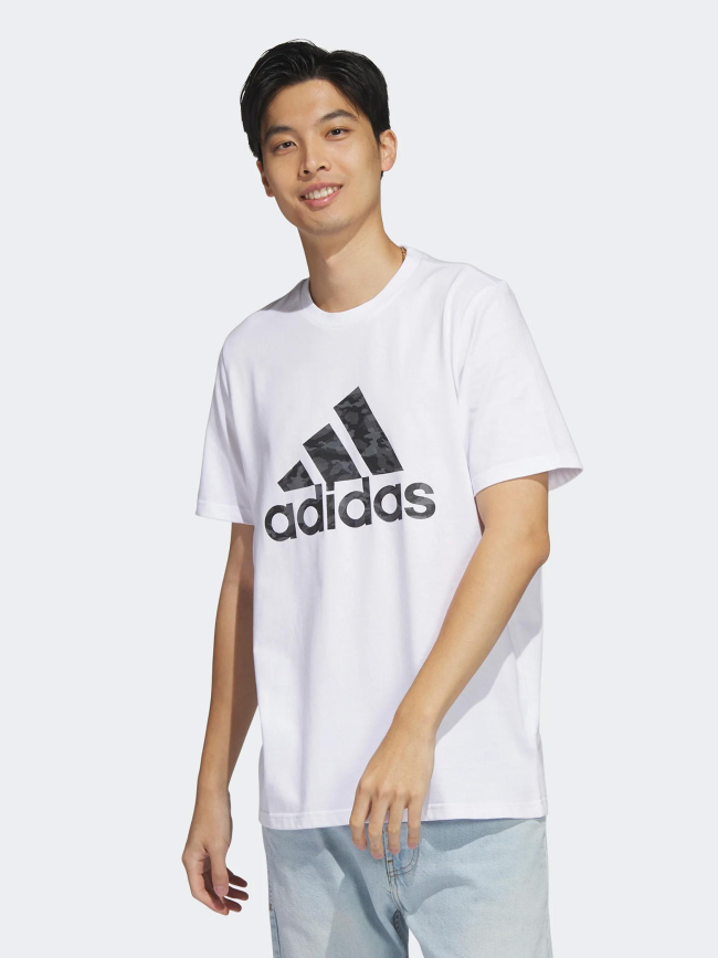 T-shirt camo logo gris blanc homme - Adidas