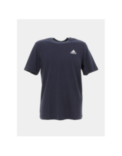 T-shirt uni classique petit logo brodé bleu marine homme - Adidas