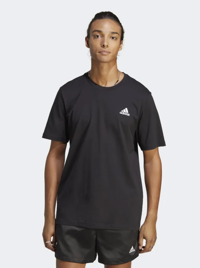 T-shirt uni classique petit logo brodé noir homme - Adidas