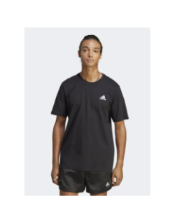 T-shirt uni classique petit logo brodé noir homme - Adidas