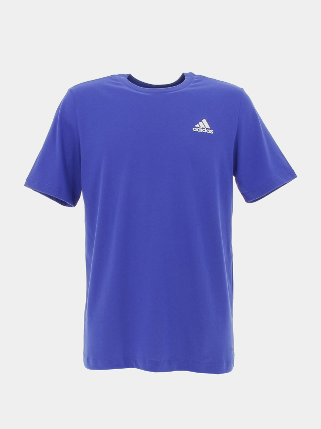 T-shirt uni classique petit logo brodé bleu homme - Adidas