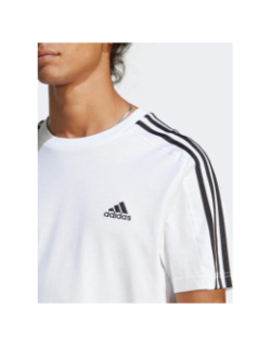 T-shirt 3 stripes logo brodé blanc homme - Adidas