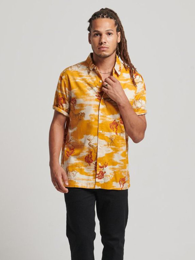 Chemise à fleurs hawaienne vintage jaune homme - Superdry