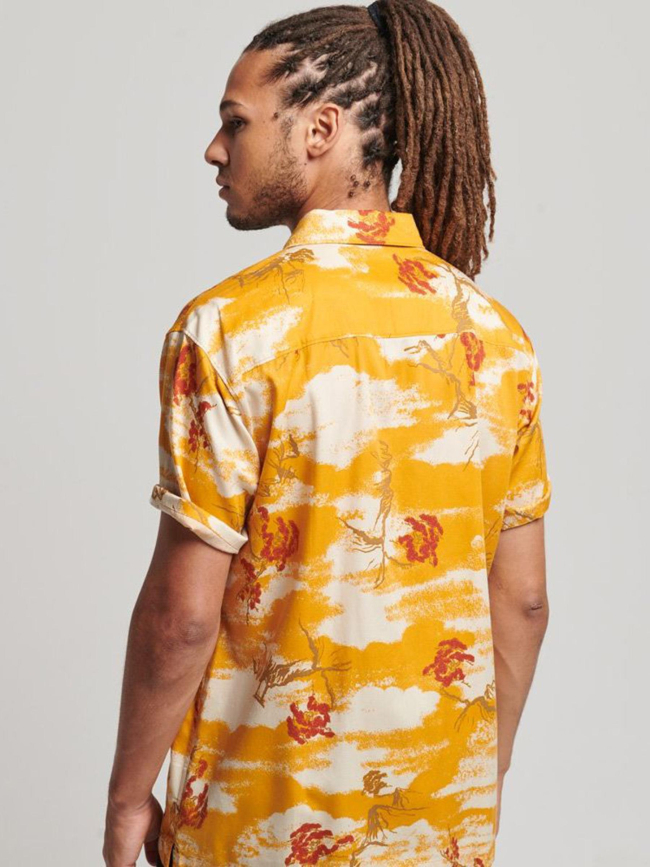 Chemise à fleurs hawaienne vintage jaune homme - Superdry