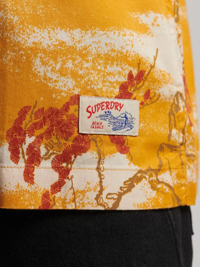 Chemise à fleurs hawaienne vintage jaune homme - Superdry