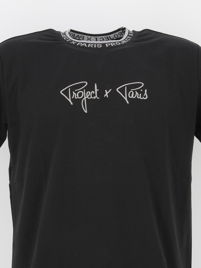 T-shirt basic col logo noir homme - Project X Paris