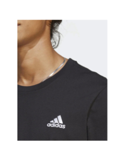 T-shirt uni classique petit logo brodé noir homme - Adidas