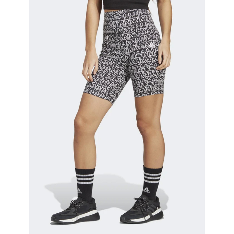 Short cycliste taille haute bluv logo noir blanc femme - Adidas