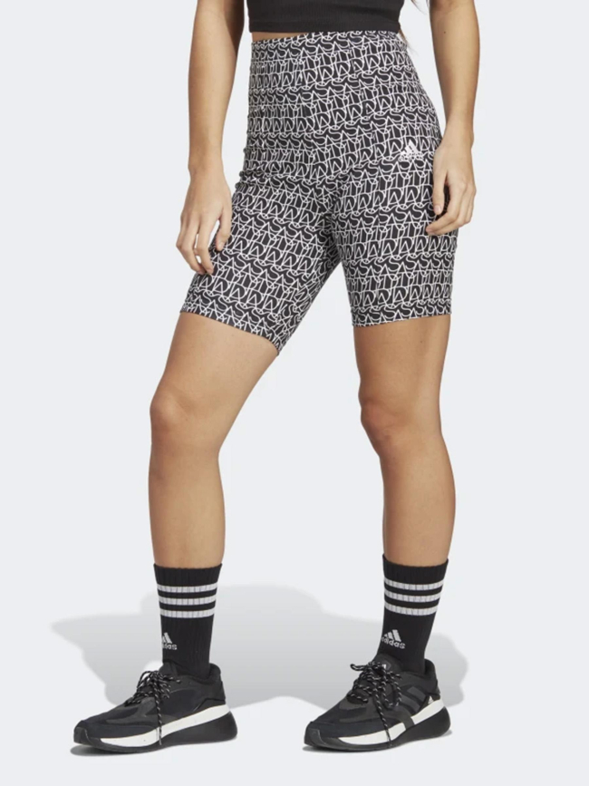 Short cycliste taille haute bluv logo noir blanc femme - Adidas