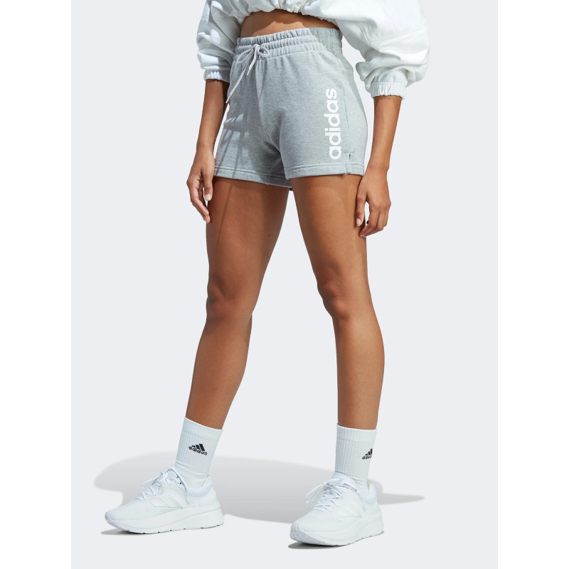 Short jogging linear gris chiné femme - Adidas