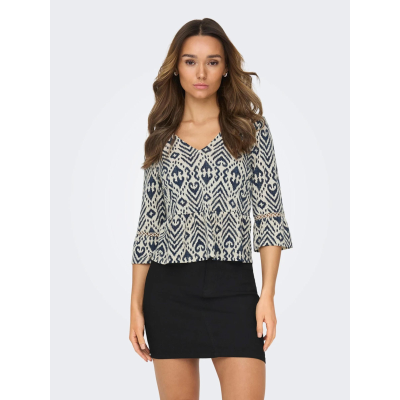 Top imprimés dora beige bleu femme - Jacqueline De Yong