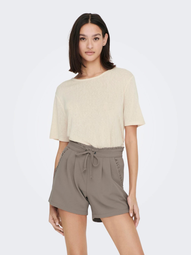 T-shirt uni faustina beige femme - Jacqueline De Yong