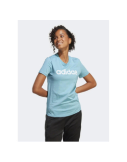 T-shirt linear logo bleu femme - Adidas