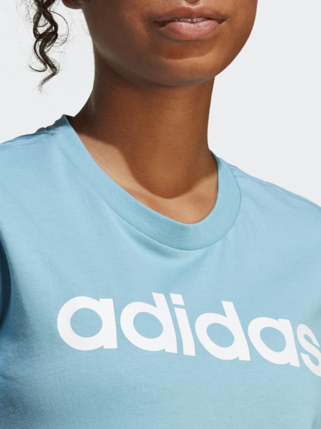 T-shirt linear logo bleu femme - Adidas