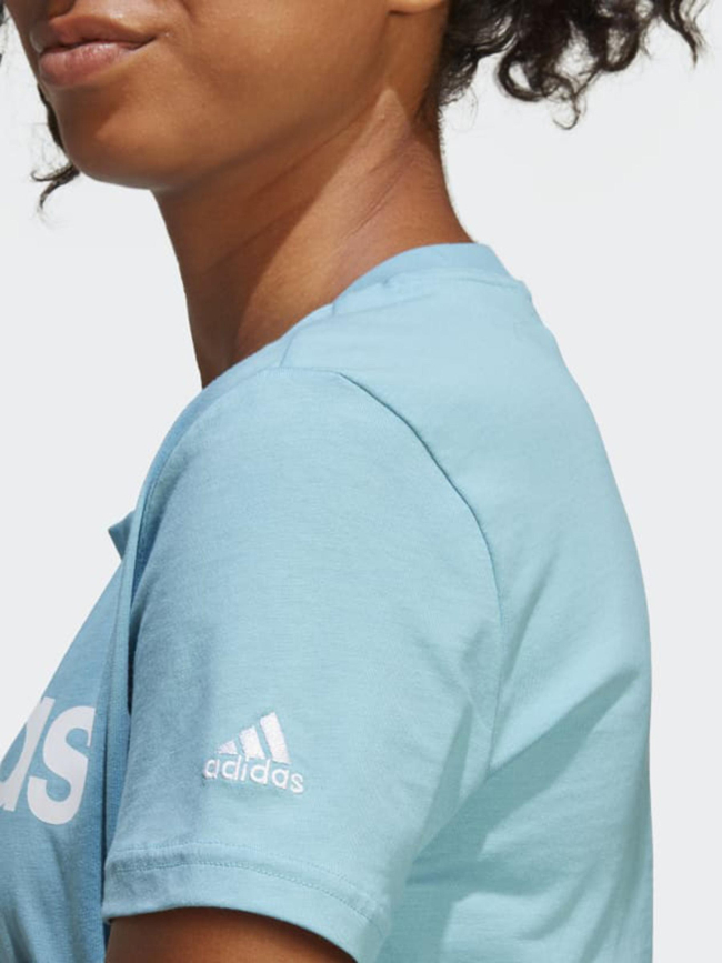 T-shirt linear logo bleu femme - Adidas