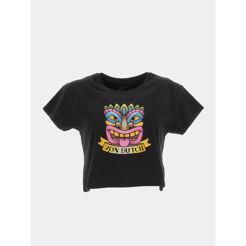 T-shirt crop print noir femme - Von Dutch