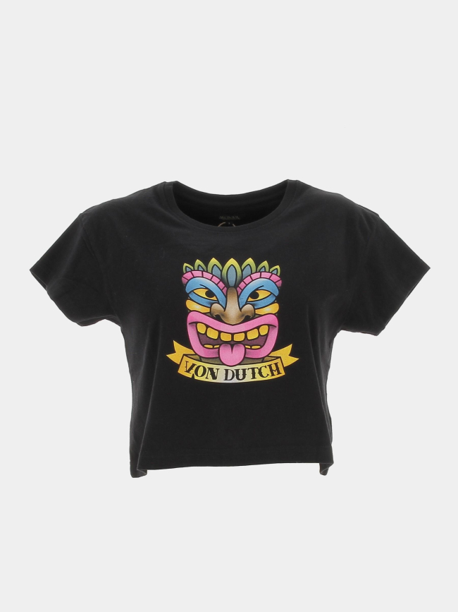 T-shirt crop print noir femme - Von Dutch