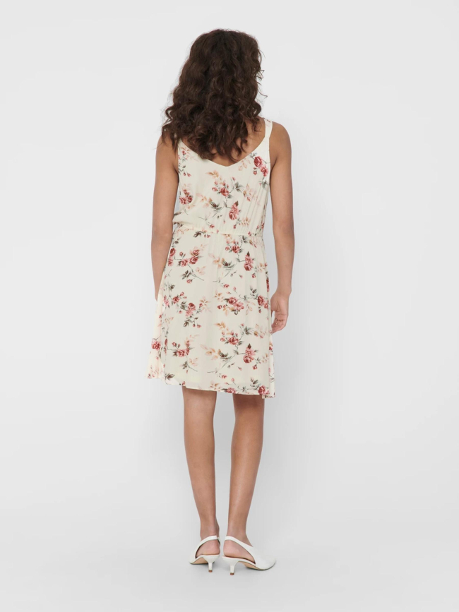 Robe courte à fleurs karmen life écru femme - Only