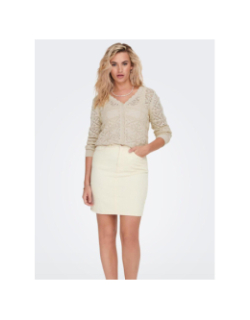 Gilet cardigan ajouré ida beige femme - Jacqueline De Yong