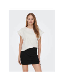 T-shirt iris manches ajourées blanc femme - Only