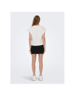 T-shirt iris manches ajourées blanc femme - Only