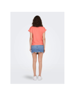 T-shirt iris manches ajourées orange corail femme - Only