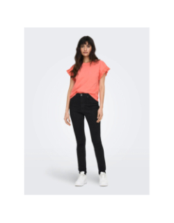 T-shirt iris manches ajourées orange corail femme - Only