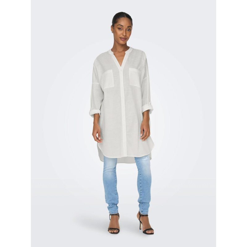 Robe chemise oversize apeldoorn blanc femme - Only