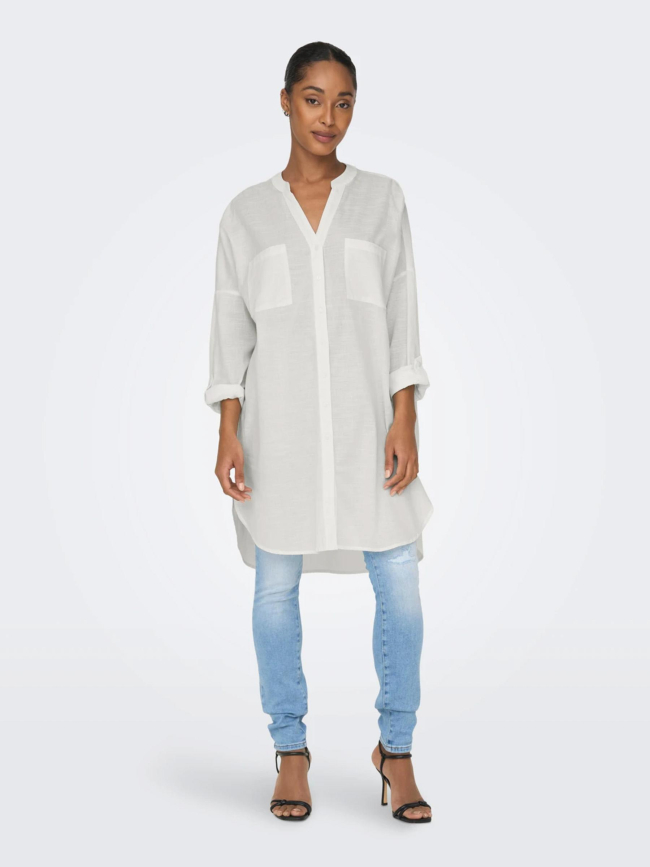 Robe chemise oversize apeldoorn blanc femme - Only